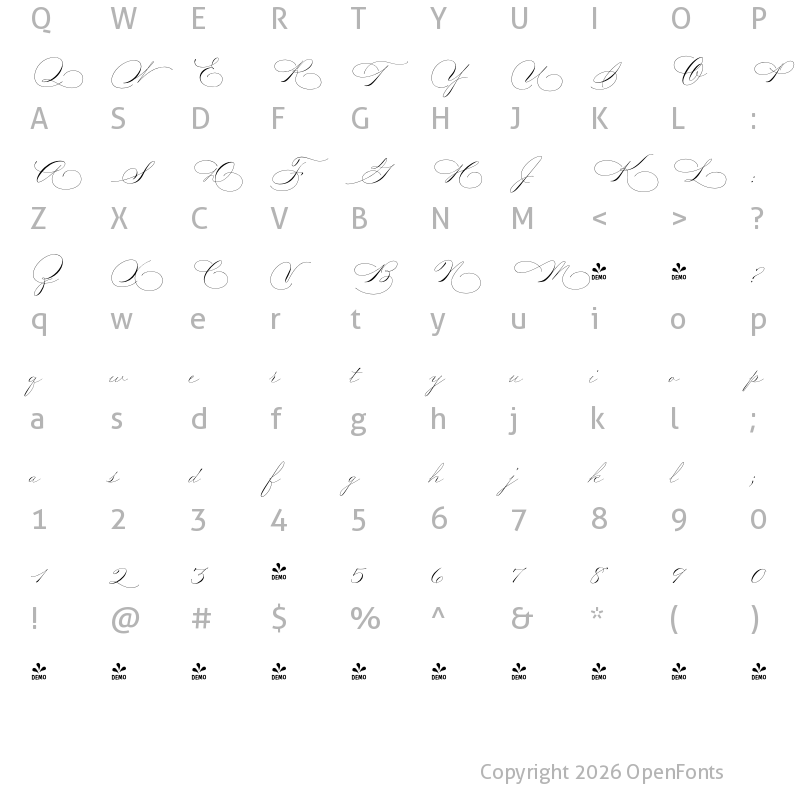 Character Map of FONTSPRING DEMO - Madison Street Pro Regular