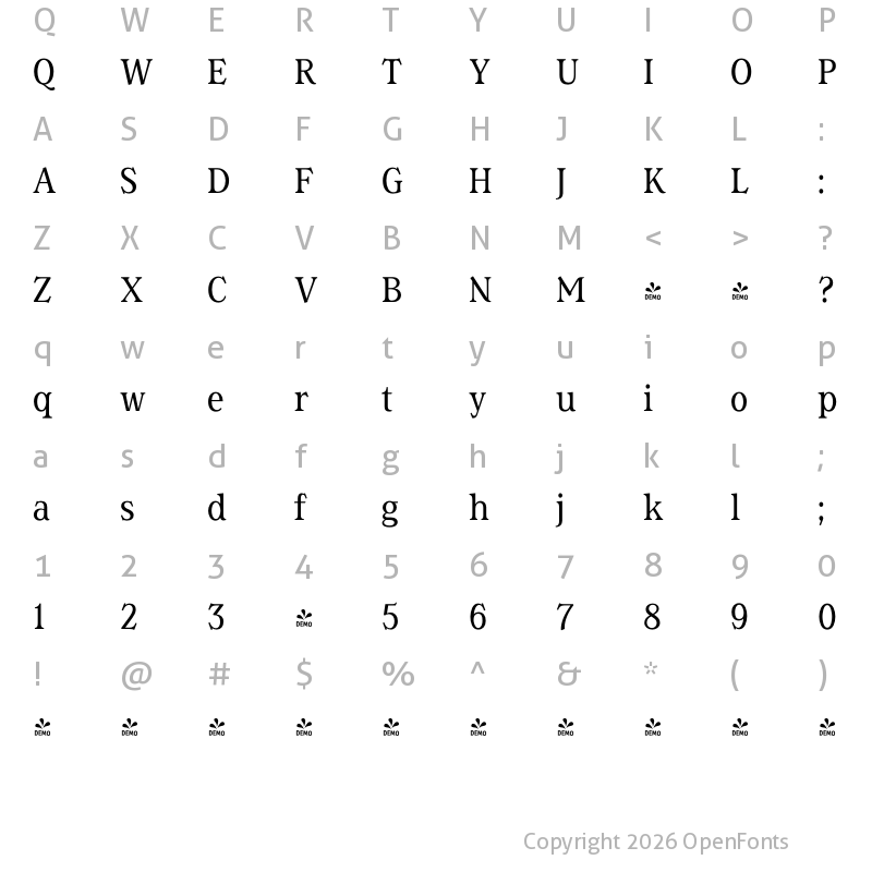 Character Map of FONTSPRING DEMO - Magica Regular