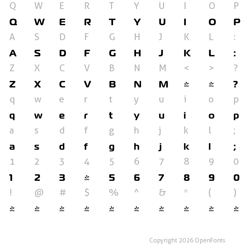 Character Map of FONTSPRING DEMO - Magistral Bold Regular