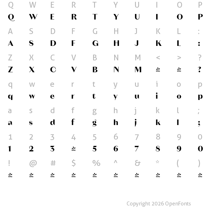 Character Map of FONTSPRING DEMO - Magnat Head Bold