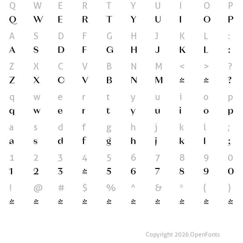 Character Map of FONTSPRING DEMO - Magnat Head Medium Regular