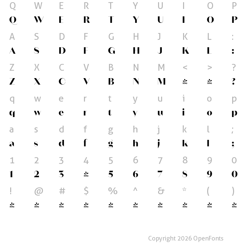 Character Map of FONTSPRING DEMO - Magnat Poster Bold