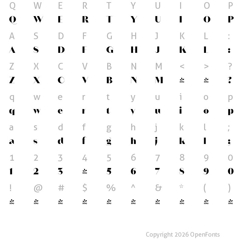 Character Map of FONTSPRING DEMO - Magnat Poster ExtraBold Regular