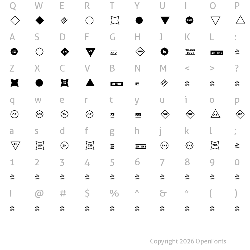 Character Map of FONTSPRING DEMO - Magnetic Pro Extras Regular