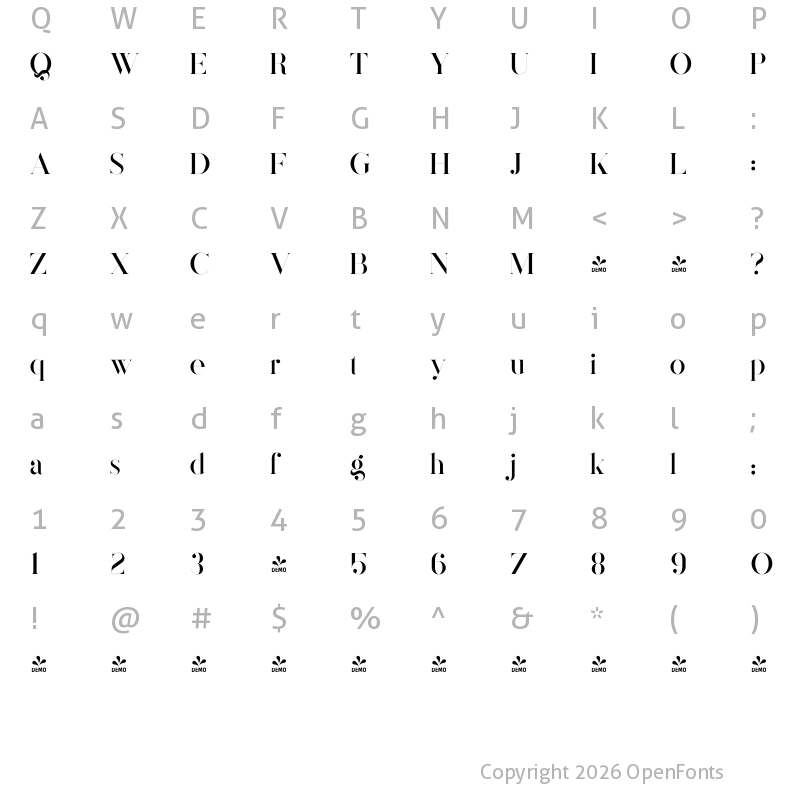 Character Map of FONTSPRING DEMO - Magoa Regular