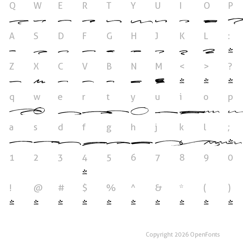 Character Map of FONTSPRING DEMO - Mainsail Swash Regular