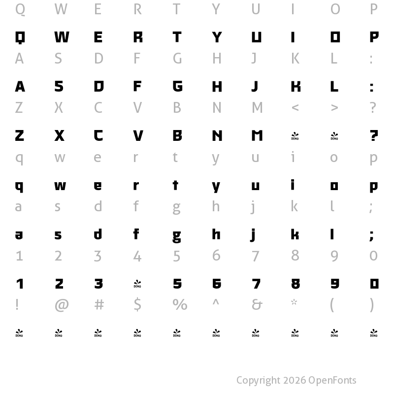 Character Map of FONTSPRING DEMO - MalteThai Black Regular