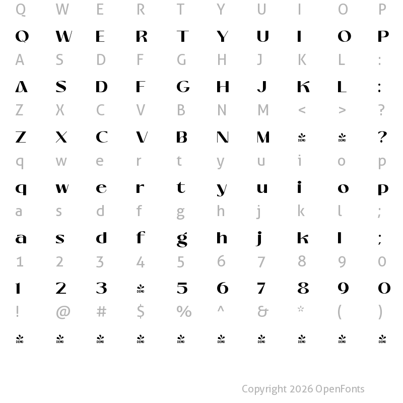 Character Map of FONTSPRING DEMO - Mango Style Bold Regular