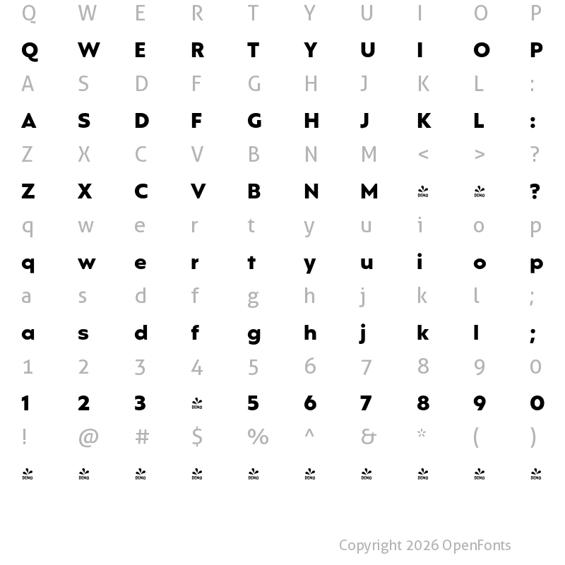 Character Map of FONTSPRING DEMO - Mangueira Alt Black Regular