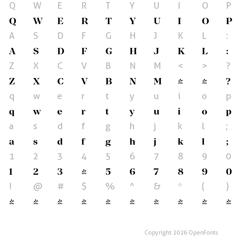 Character Map of FONTSPRING DEMO - Manier Bold Regular