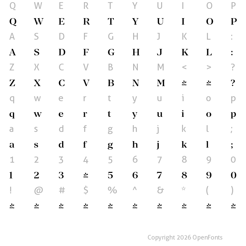 Character Map of FONTSPRING DEMO - Manier Medium Regular