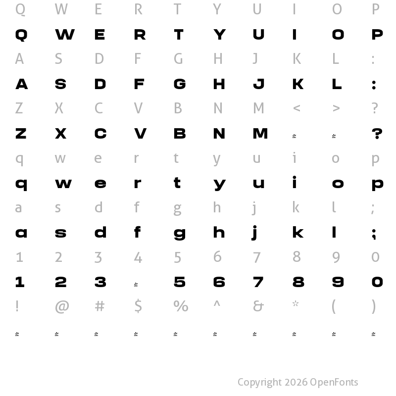 Character Map of FONTSPRING DEMO - Manual Extra Bold Expanded Regular