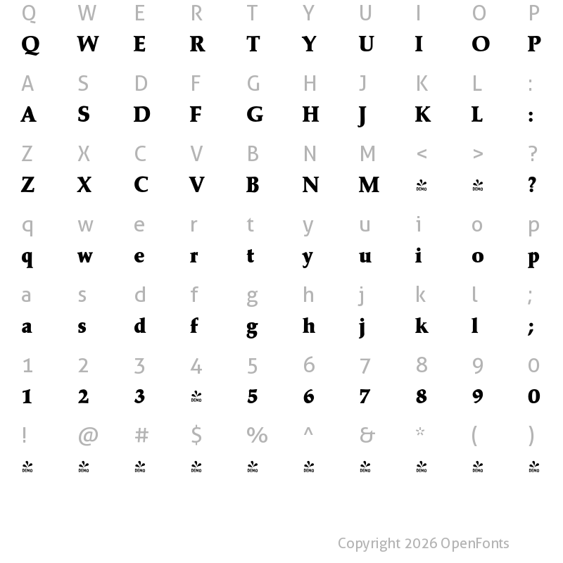 Character Map of FONTSPRING DEMO - Marathon Serial Heavy Regular