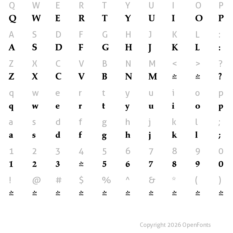 Character Map of FONTSPRING DEMO - Marathon Serial Xbold Regular