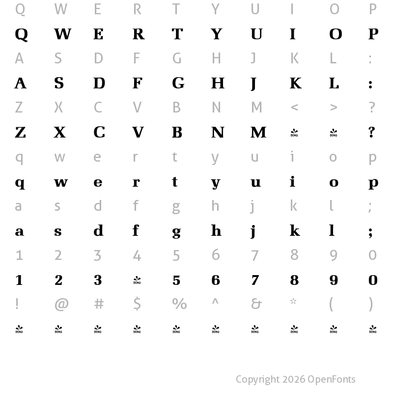 Character Map of FONTSPRING DEMO - Marseille Serial Xbold