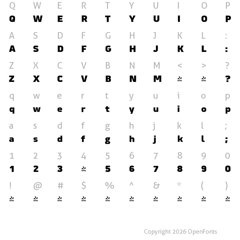 Character Map of FONTSPRING DEMO - Martian B Thai ExtBd Regular
