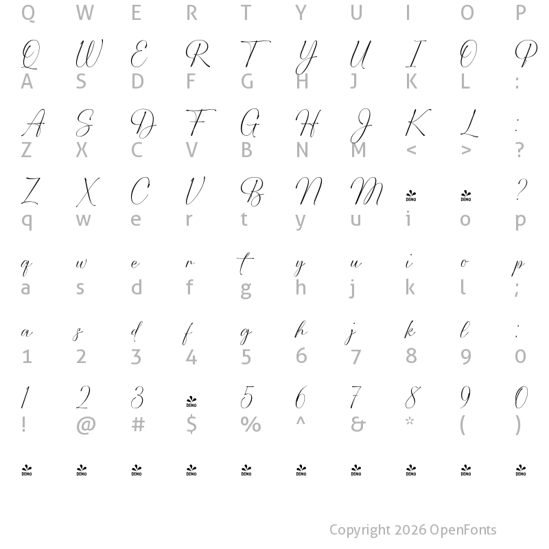 Character Map of FONTSPRING DEMO - Mattock Regular