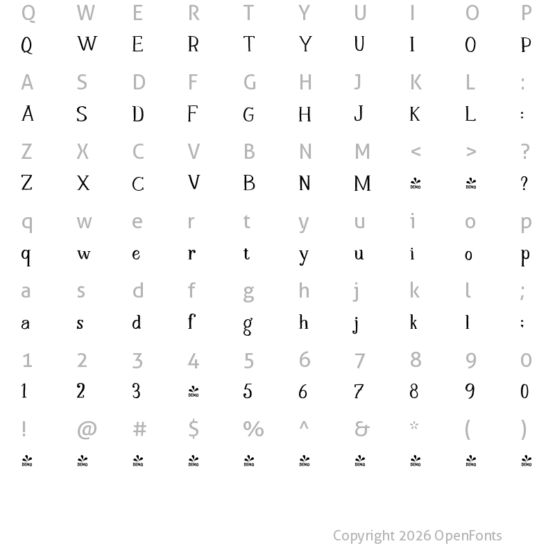 Character Map of FONTSPRING DEMO - Melloner Happy Regular