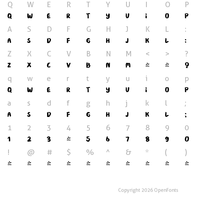 Character Map of FONTSPRING DEMO - Meltow Marker Regular