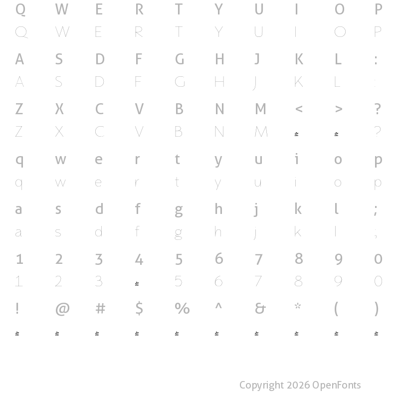 Character Map of FONTSPRING DEMO - Memoire Regular