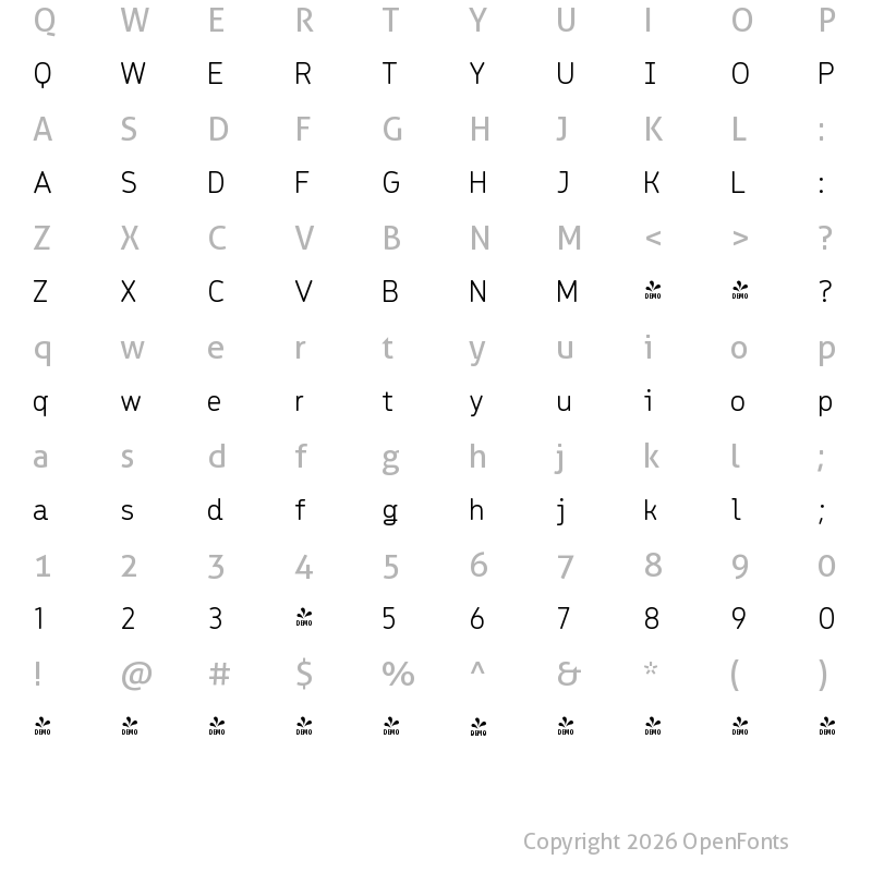 Character Map of FONTSPRING DEMO - Meridiana Pro Variable Regular