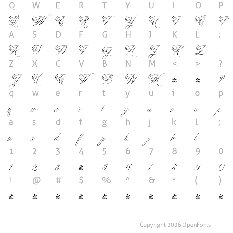 Character Map of FONTSPRING DEMO - Merodine Regular Regular