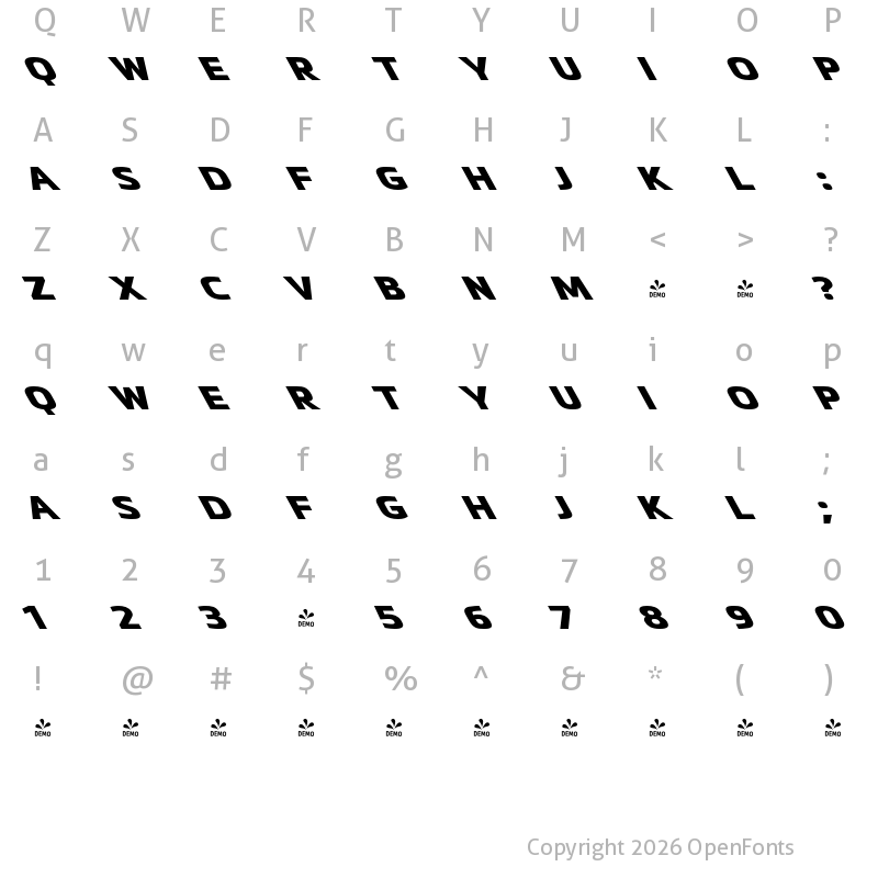 Character Map of FONTSPRING DEMO - Metronic Pro Wide Reverso Heavy Regular