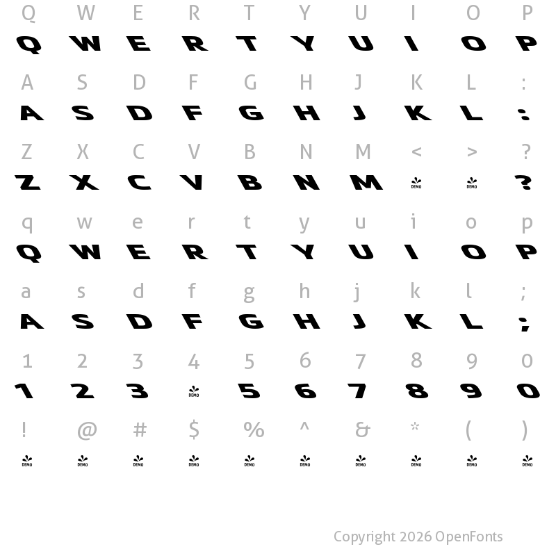 Character Map of FONTSPRING DEMO - Metronic Pro Wide Reverso Ultra Regular