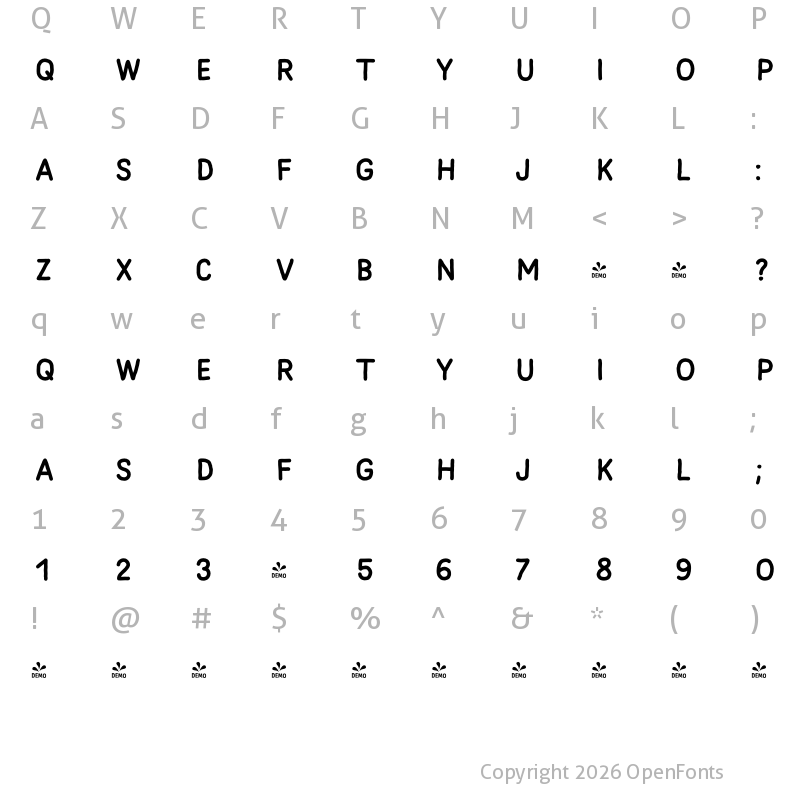 Character Map of FONTSPRING DEMO - Mila Script Capitals Bold