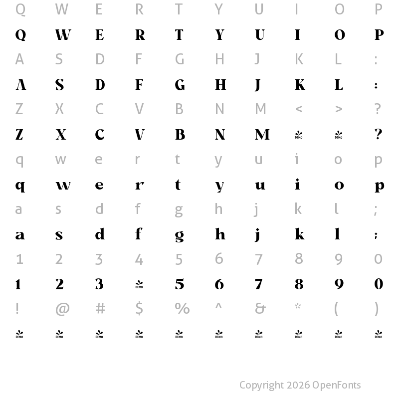 Character Map of FONTSPRING DEMO - Milk and Balls Bold Regular