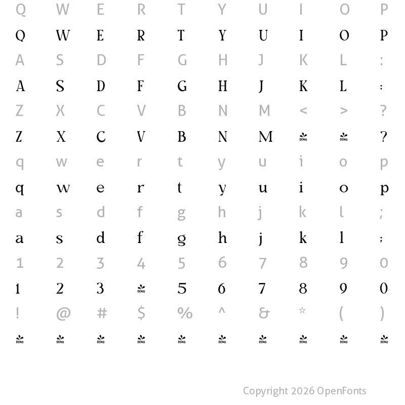 Character Map of FONTSPRING DEMO - Milk and Balls Ultra Light Regular