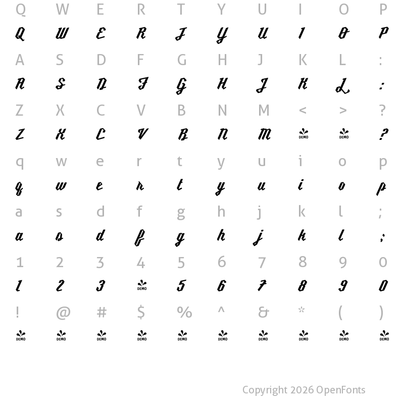 Character Map of FONTSPRING DEMO - Millie Round Bold Regular