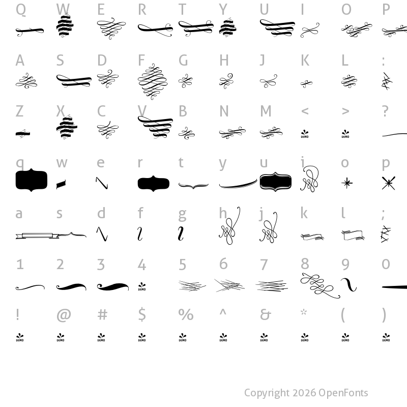Character Map of FONTSPRING DEMO - Mishka Ornaments Regular