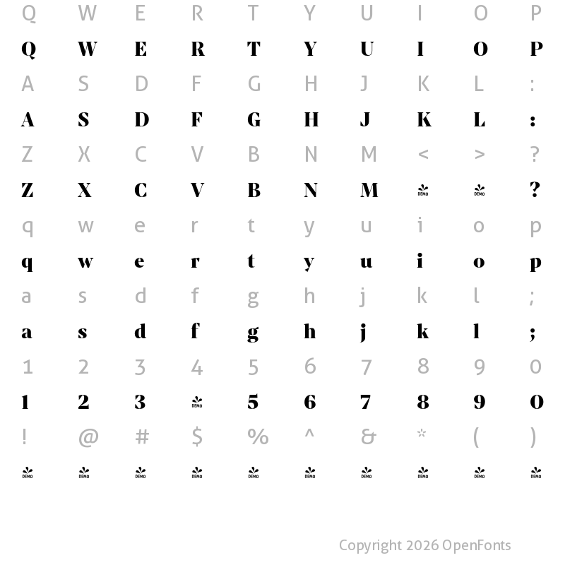 Character Map of FONTSPRING DEMO - Mixta Pro Black Regular