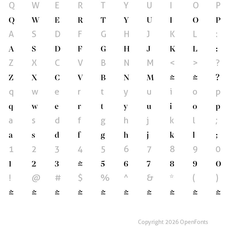 Character Map of FONTSPRING DEMO - Mixta Pro Medium Regular