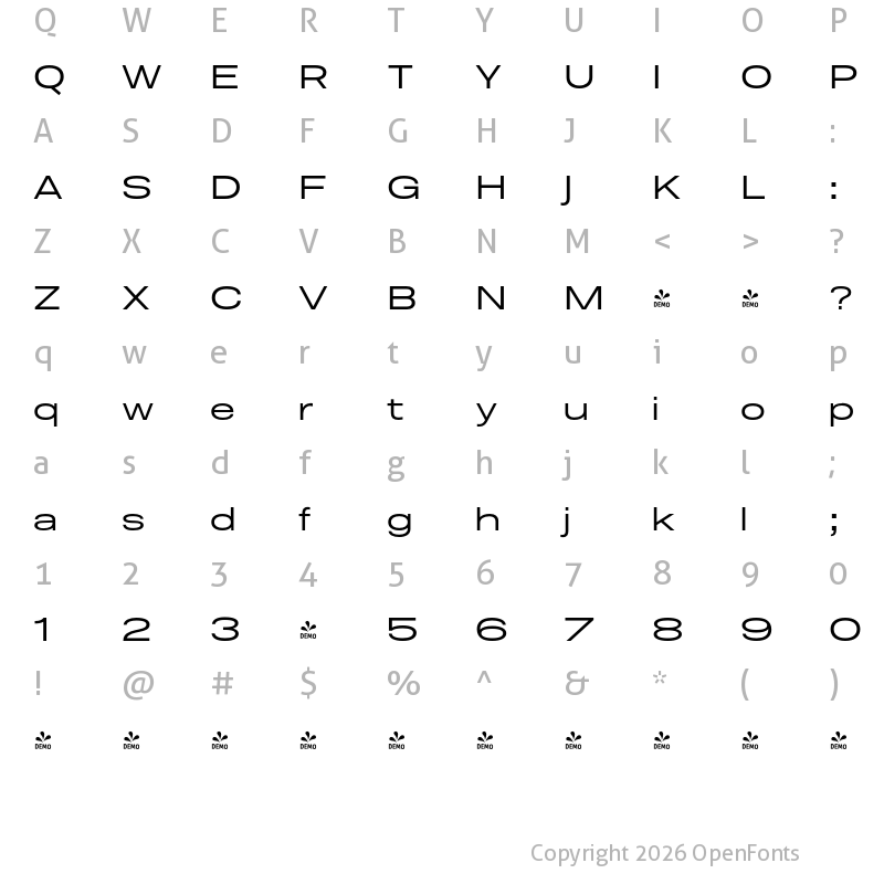 Character Map of FONTSPRING DEMO - Molde Expanded- Regular
