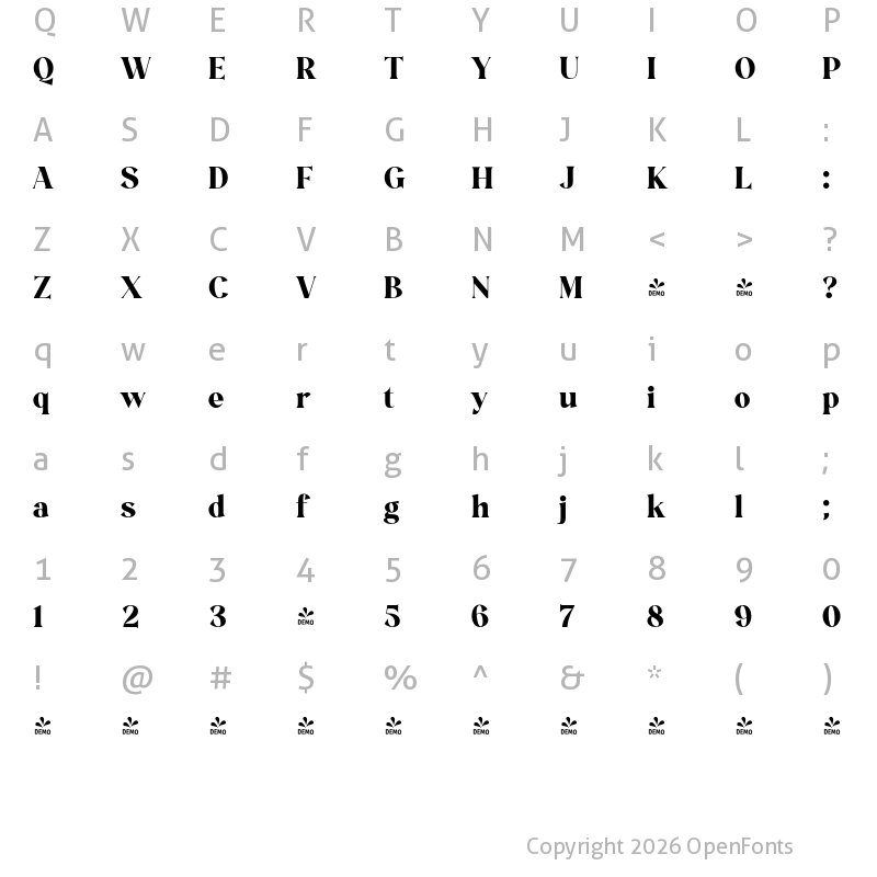 Character Map of FONTSPRING DEMO - Moldecta Black Regular