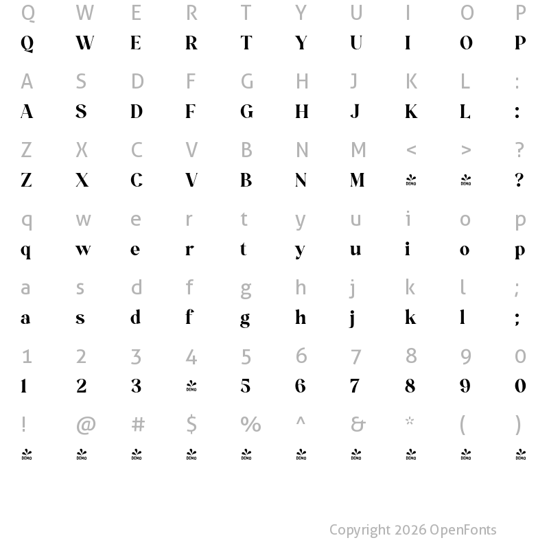 Character Map of FONTSPRING DEMO - Moldecta ExtBd Regular