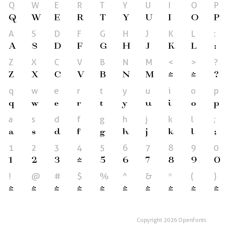 Character Map of FONTSPRING DEMO - Monden Bold Regular