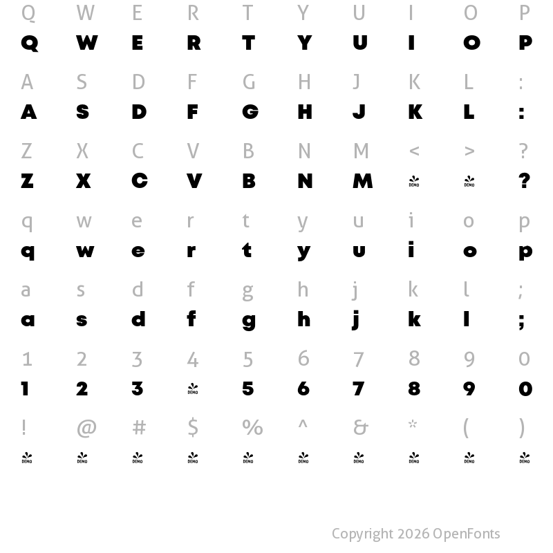 Character Map of FONTSPRING DEMO - Mont Black Regular