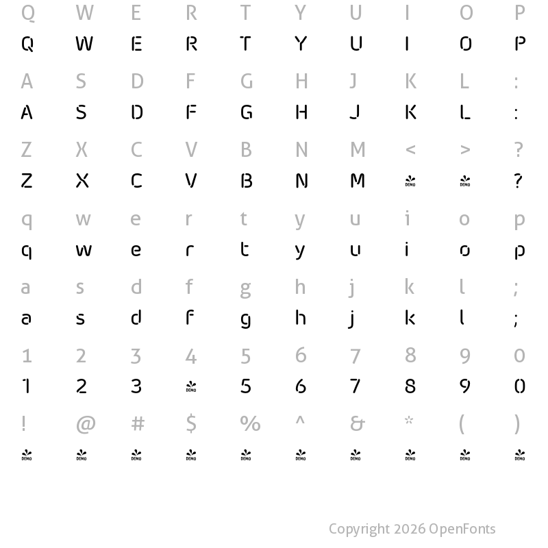 Character Map of FONTSPRING DEMO - Morebi Rounded Med Stencil Regular