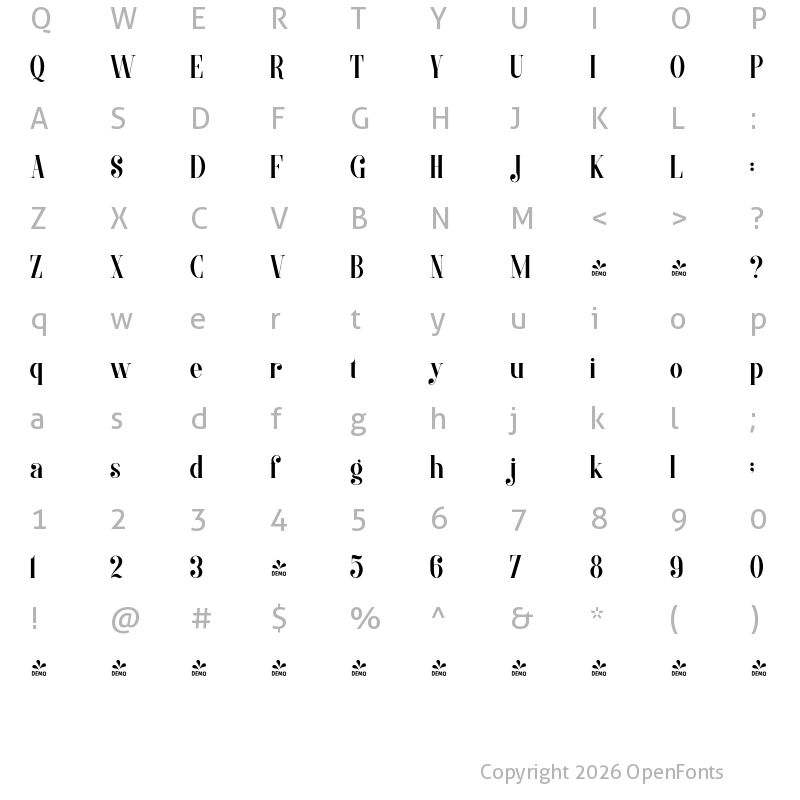 Character Map of FONTSPRING DEMO - MORVA Regular