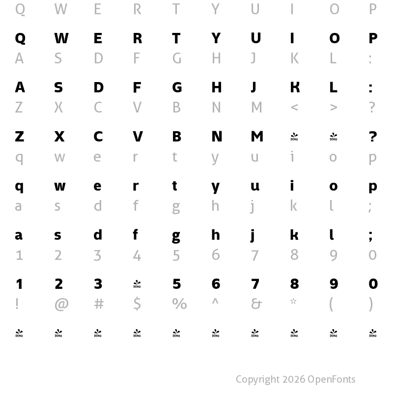 Character Map of FONTSPRING DEMO - Mosse Thai Extra Bold Regular