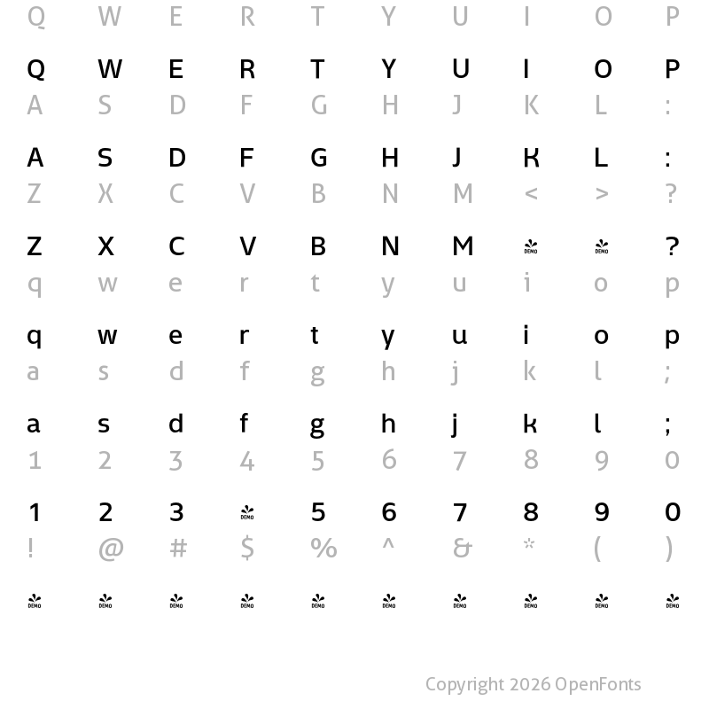 Character Map of FONTSPRING DEMO - Mosse Thai Medium Regular