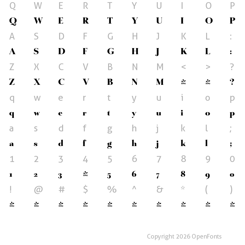 Character Map of FONTSPRING DEMO - Mr Gabe Black Regular