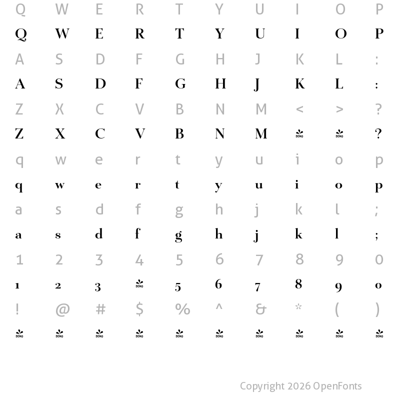 Character Map of FONTSPRING DEMO - Mr Gabe Semibold Regular