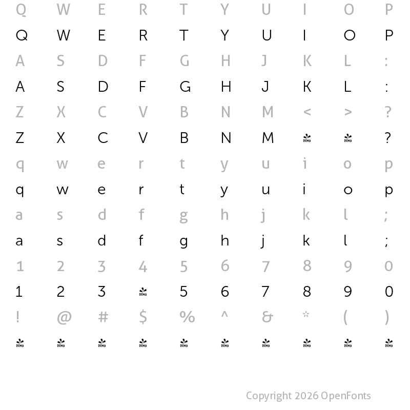 Character Map of FONTSPRING DEMO - Museo Sans 300 Regular