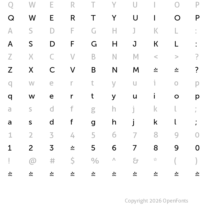 Character Map of FONTSPRING DEMO - Museo Sans 500 Regular