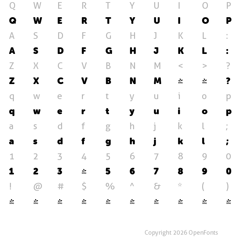 Character Map of FONTSPRING DEMO - Museo Sans Rounded 1000 Regular