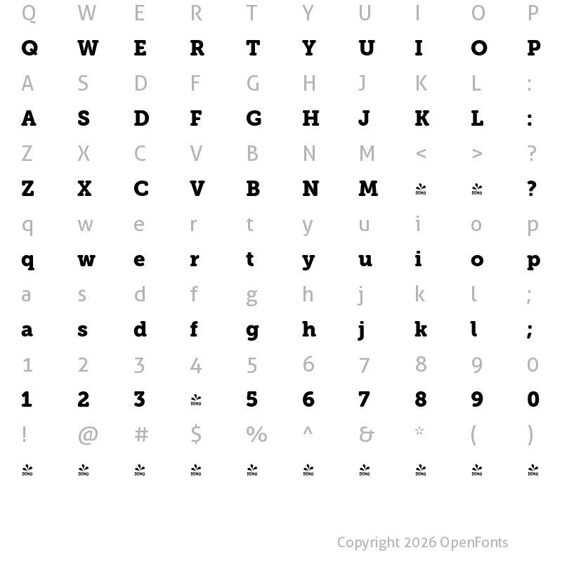 Character Map of FONTSPRING DEMO - Museo Slab Rounded 900 Regular